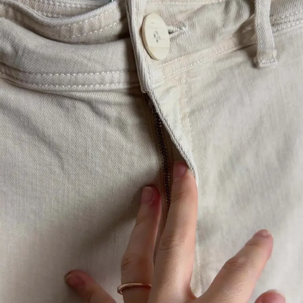 ZARA The Marine Straight Jeans Wide Leg Cream Size 10 EUR 42 Women’s